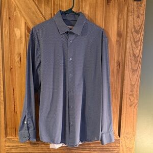 Bugatchi Men's Blue Patterned Button-Down Shirt